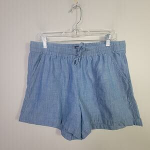 J. Crew Womens M Pullon Cotton Shorts Blue